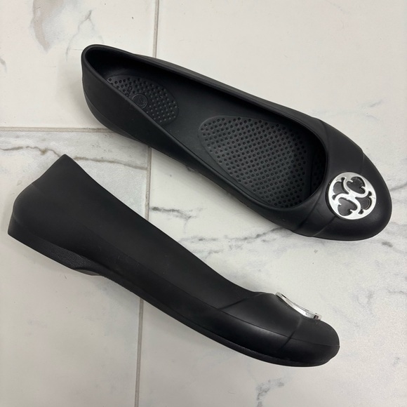 CROCS Shoes - Crocs Ballet Flats Womens 9 Black Silver Metal Accent